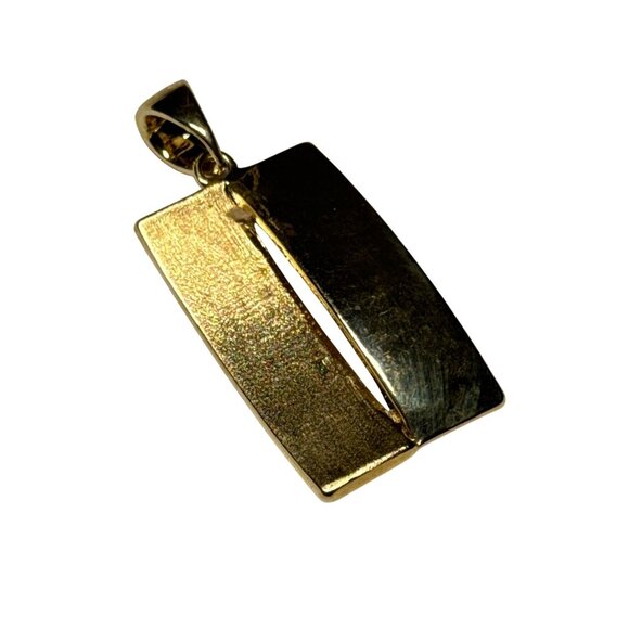 Modern Gold Textured Rectangle Pendant Geometric Design Unisex Minimalist - Picture 1 of 16